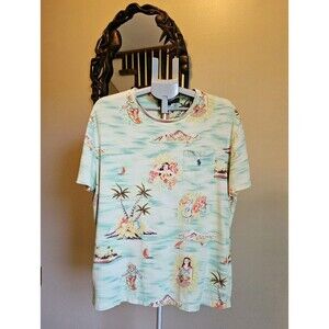 Polo Ralph Lauren Hawaiian Bear T Shirt Mens L Hula Girl Surfing Classic Fit